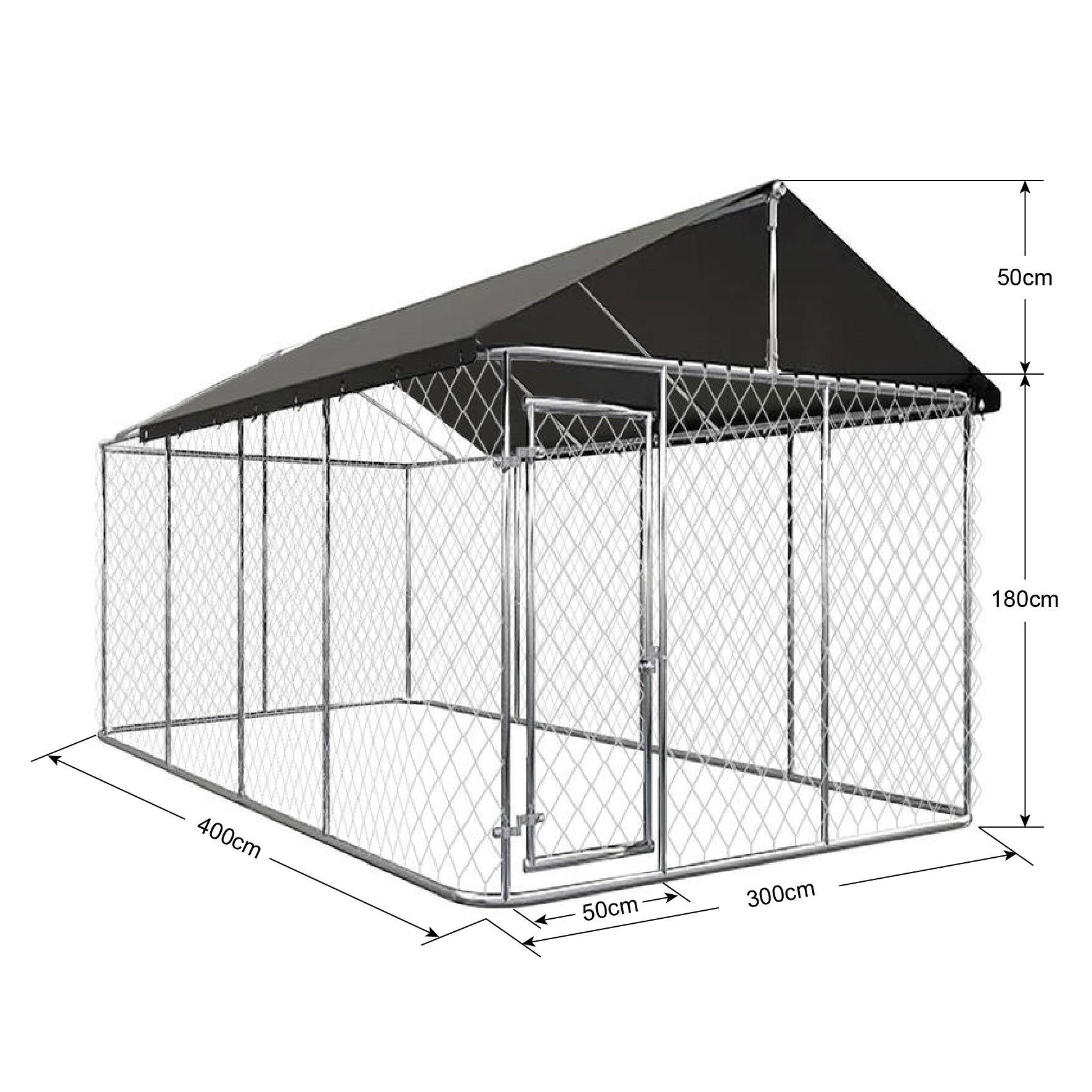 Large Dog Run Outdoor with Cover 3x4x1.8m  steelmates