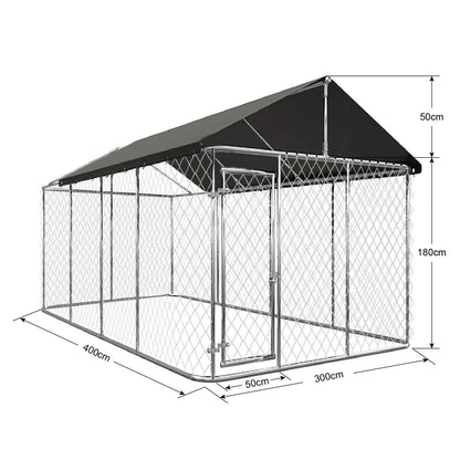 Large Dog Run Outdoor with Cover 3x4x1.8m  steelmates
