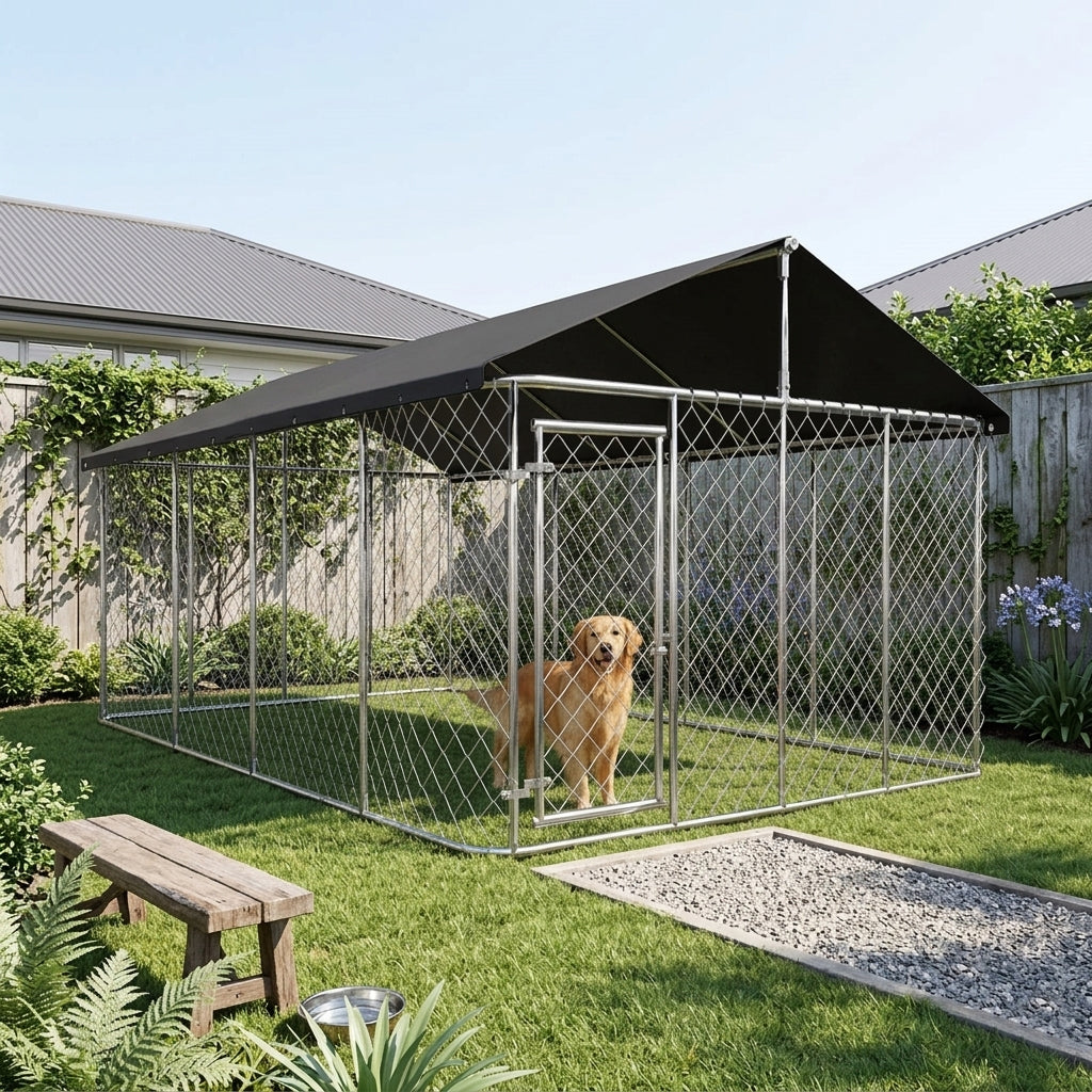 Large Dog Run Outdoor with Cover 4x4x1.8m  steelmates