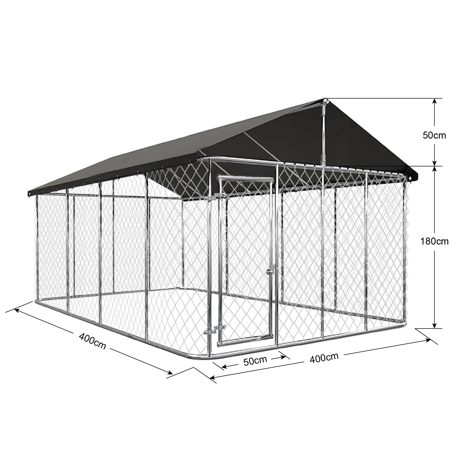 Large Dog Run Outdoor with Cover 4x4x1.8m  steelmates