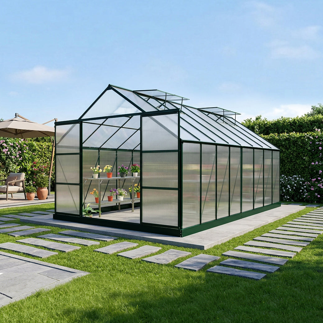 3m x 6m The Ultimate Greenhouse 6mm Twin Wall Aluminium Greenhouses Steelmates