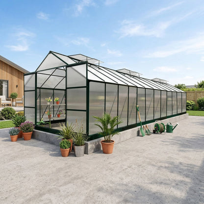 3m x 9m THE ULTIMATE GREENHOUSE 6mm Twin Wall Aluminium Greenhouses steelmates