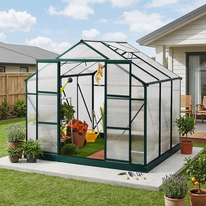 2.4m x 2.2m The Ultimate Greenhouse 6mm Twin Wall Aluminium Greenhouses Steelmates