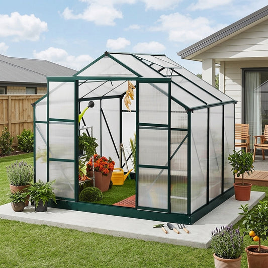 2.4m x 2.2m The Ultimate Greenhouse 6mm Twin Wall Aluminium Greenhouses Steelmates