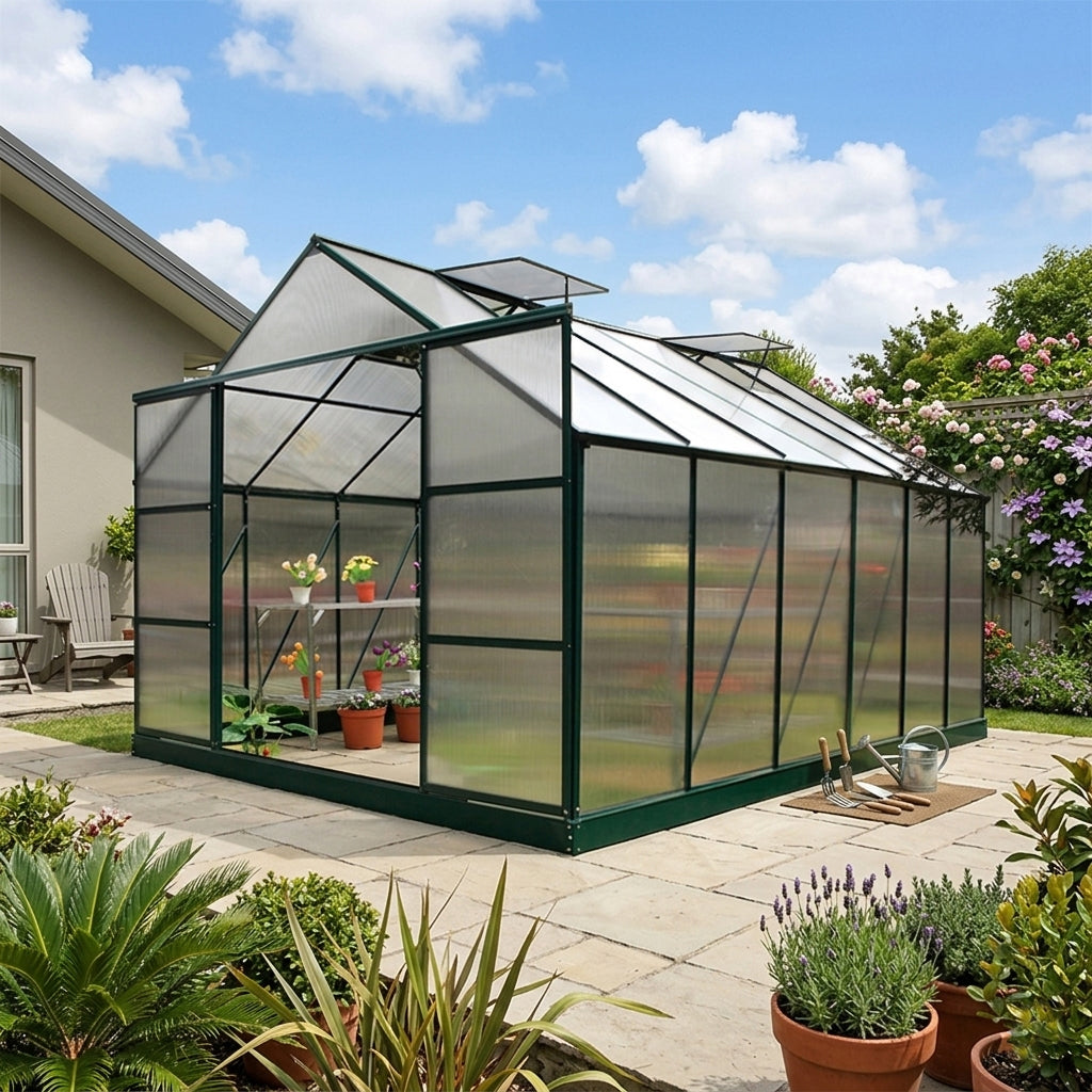 2.4m x 4.4m The Ultimate Greenhouse 6mm Twin Wall Aluminium Greenhouses Steelmates