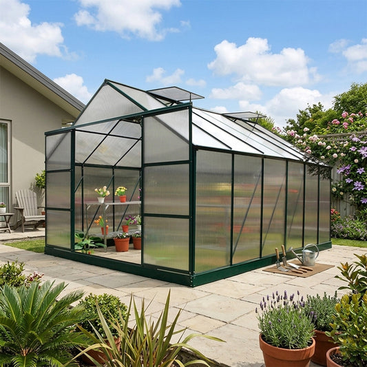 2.4m x 4.4m The Ultimate Greenhouse 6mm Twin Wall Aluminium Greenhouses Steelmates