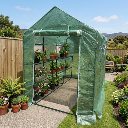 EcoPro 143 x214 x 195cm Walk-in Mini Greenhouse PE Cover Plant Garden Shed Mini Greenhouse steelmates