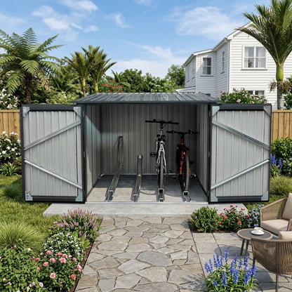 [Grey] Bike Shed, Garden Storage Box 1920W x 1920L x 1630H Small Garden Sheds steelmates