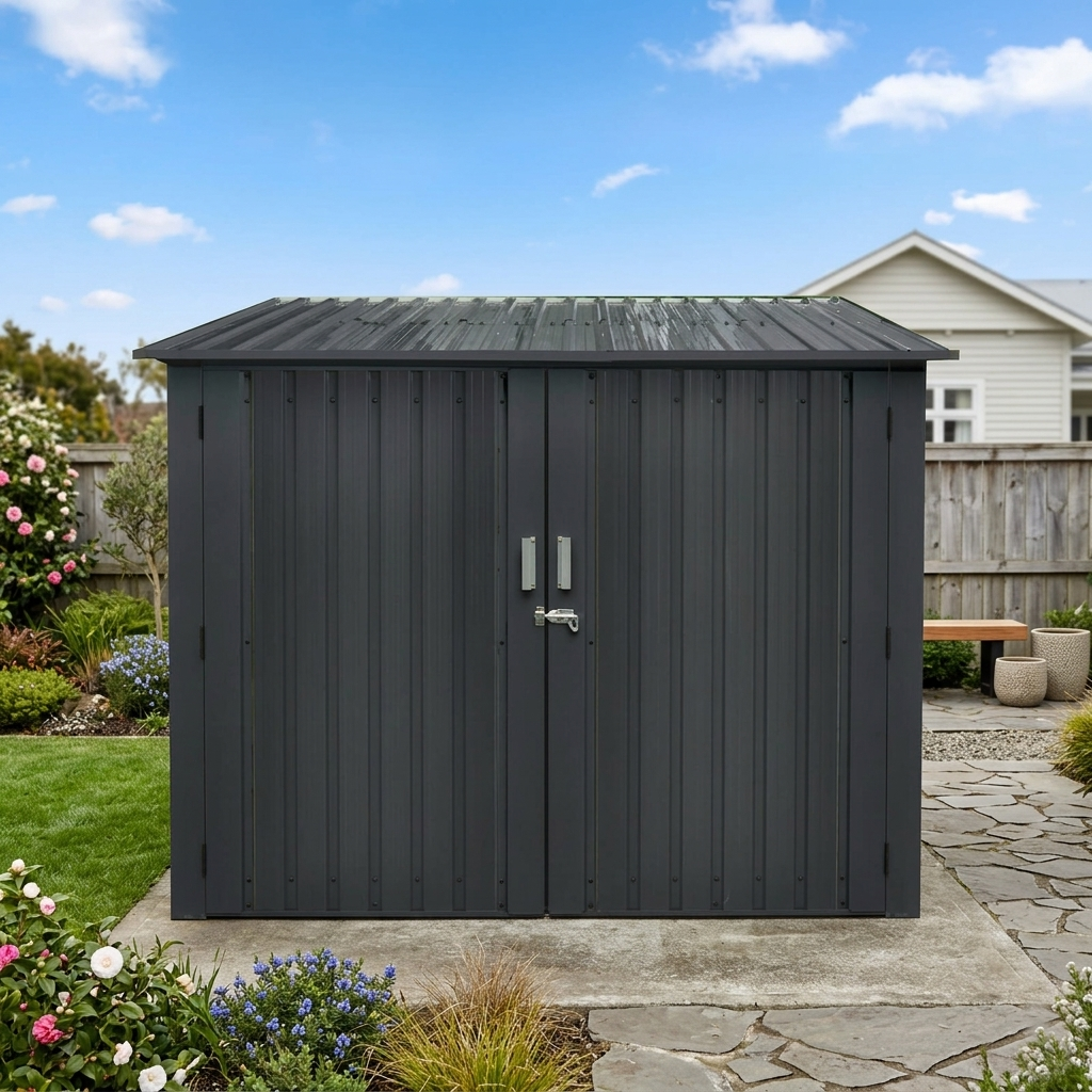 [Grey] Bike Shed, Garden Storage Box 1920W x 1920L x 1630H Small Garden Sheds steelmates