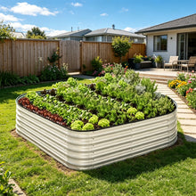 Galvanised Steel Garden Bed 9-in-1 Modular Oval Vegetable Planter [Cream]  steelmates
