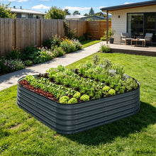 Galvanised Steel Garden Bed 9-in-1 Modular Oval Vegetable Planter [Grey]  steelmates