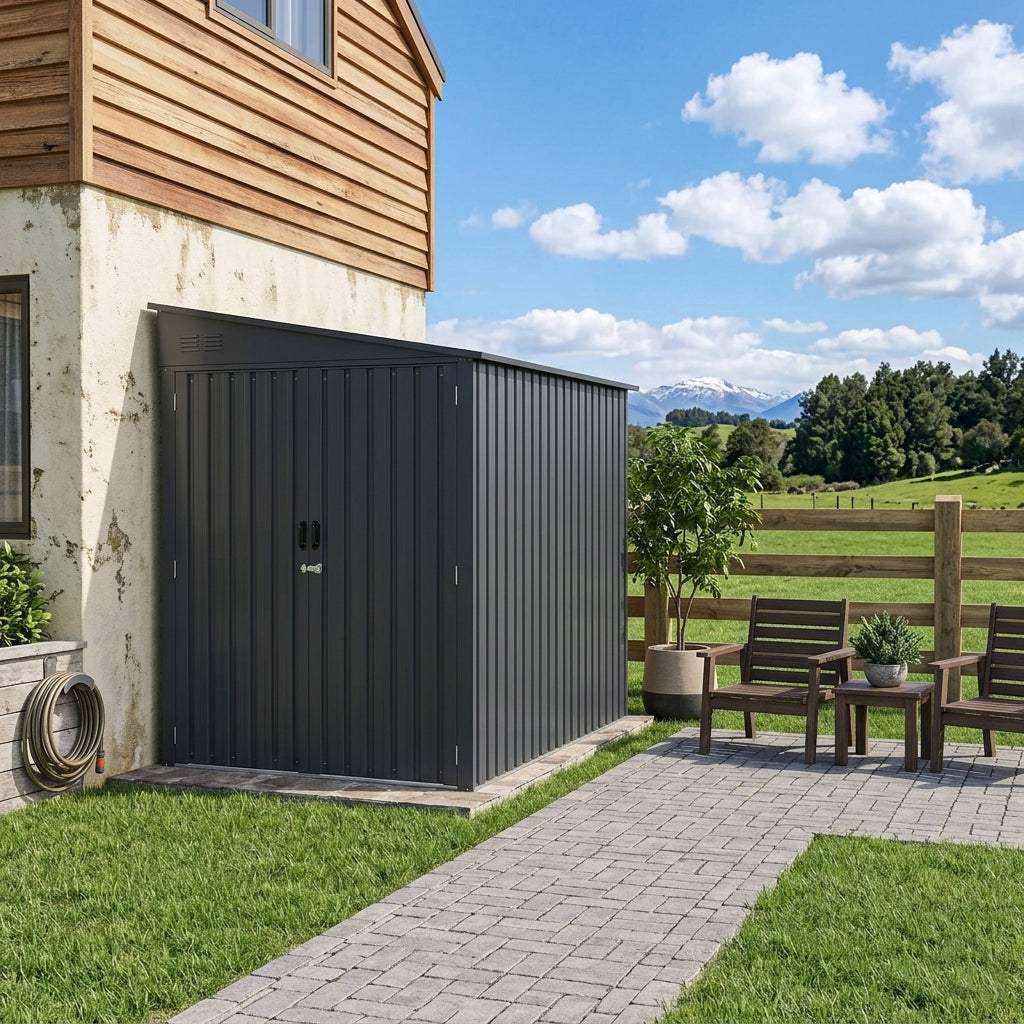 [Grey] Bike Shed / Motorbike Shed 1620mm x 2360mm x 2030mm Small Garden Sheds steelmates