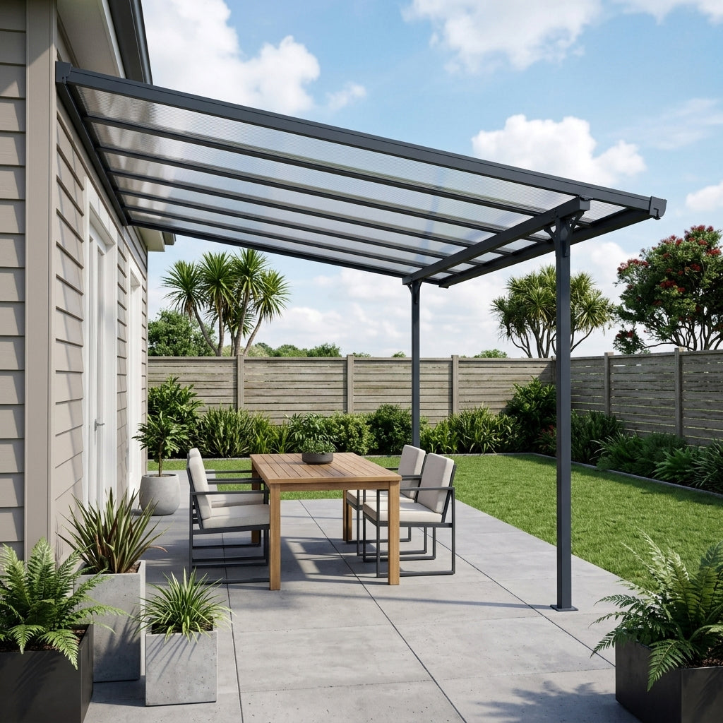 3750 L x 2550 W Aluminium Canopy, Patio cover, Carport, Lean To Pergola,8mm Roof  steelmates