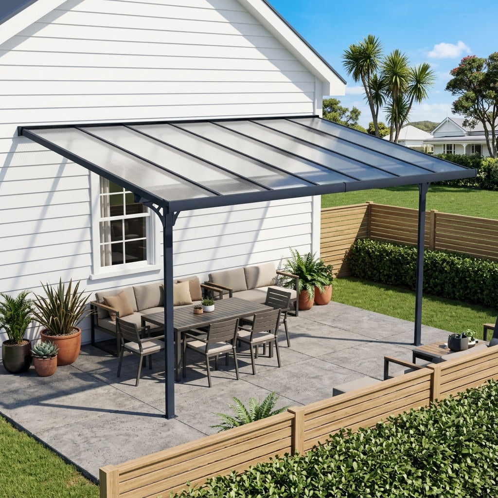 4360 L x 2550 W Aluminium Canopy, Patio cover, Carport, Lean To Pergola,8mm Roof  steelmates