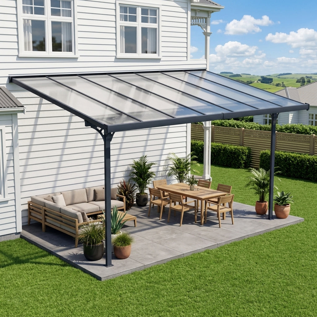4360 L x 3050 W Aluminium Canopy, Patio cover, Carport, Lean To Pergola,8mm Roof  steelmates