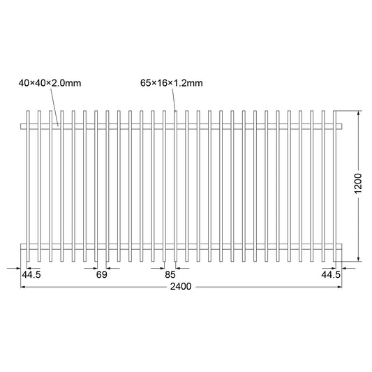 Aluminium Blade Fence 2400x1200mm