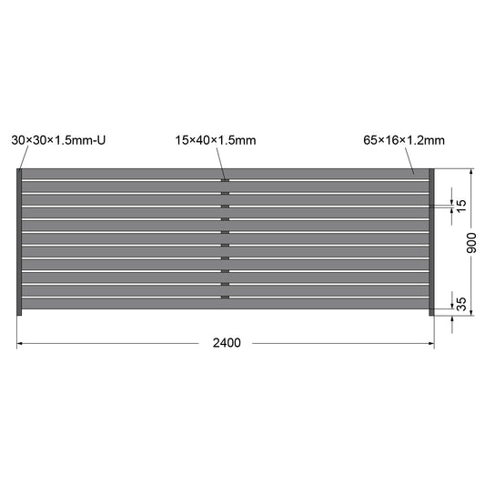 Aluminium DIY Slat Fence 2400x900mm