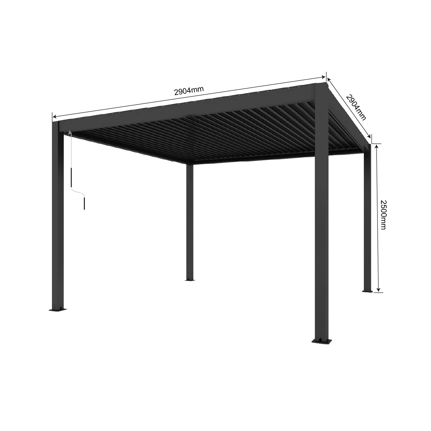 3000 L x 3000 W x 2500 H Louvred Pergola Louvre Roof Dark Grey  Steelmates