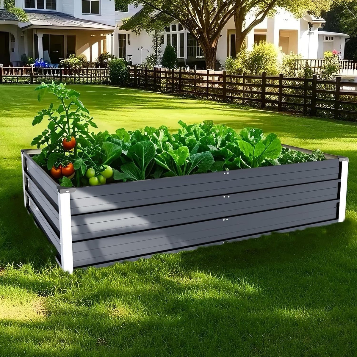 Galvanized Raised Garden Bed 1750W x 1160D x 400H mm Grey  Steelmates