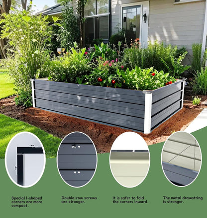 Galvanized Raised Garden Bed 1750W x 1160D x 400H mm Grey  Steelmates