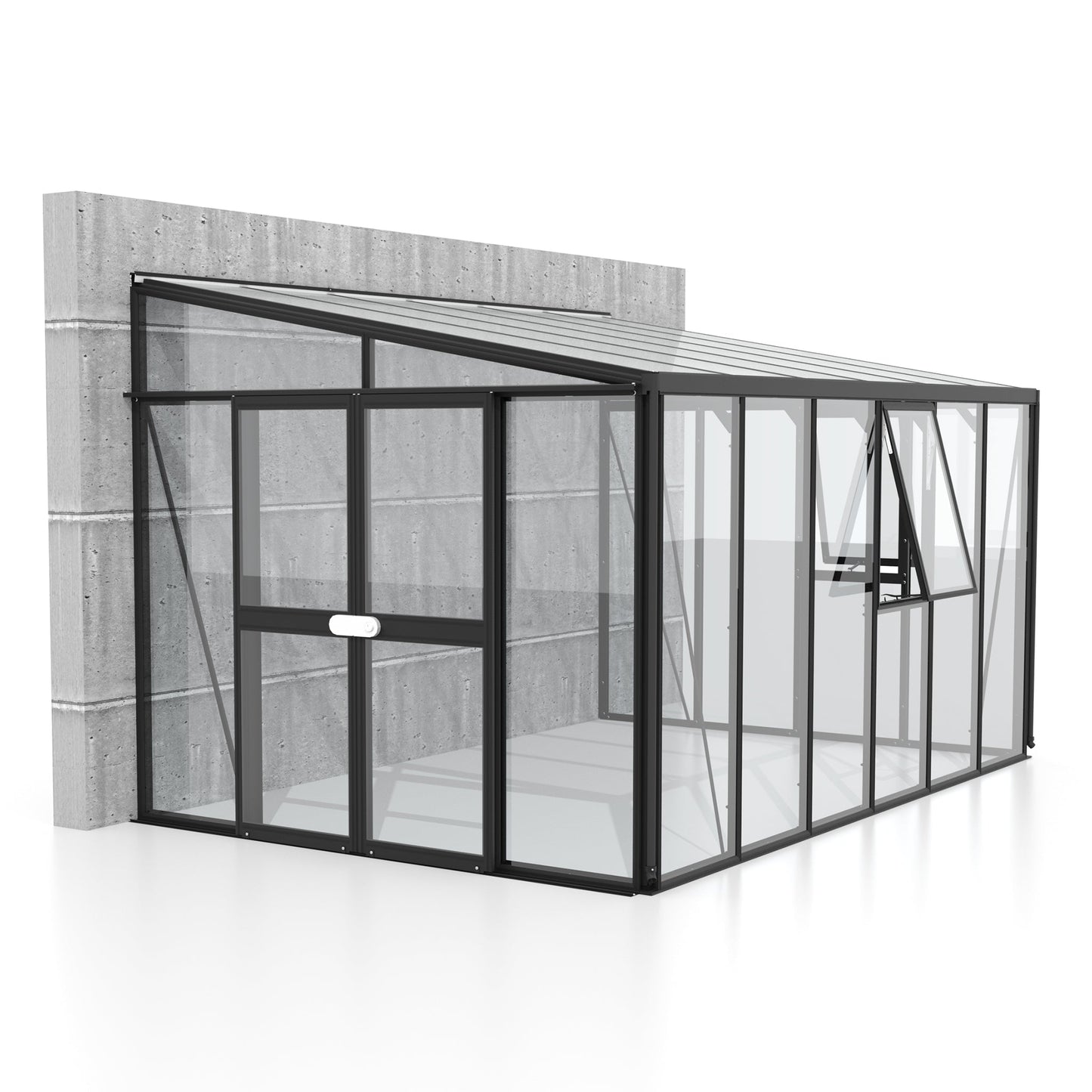 Glass Sided Greenhouse with 10mm PC Roof 266x397cm Aluminium Greenhouses Steelmates