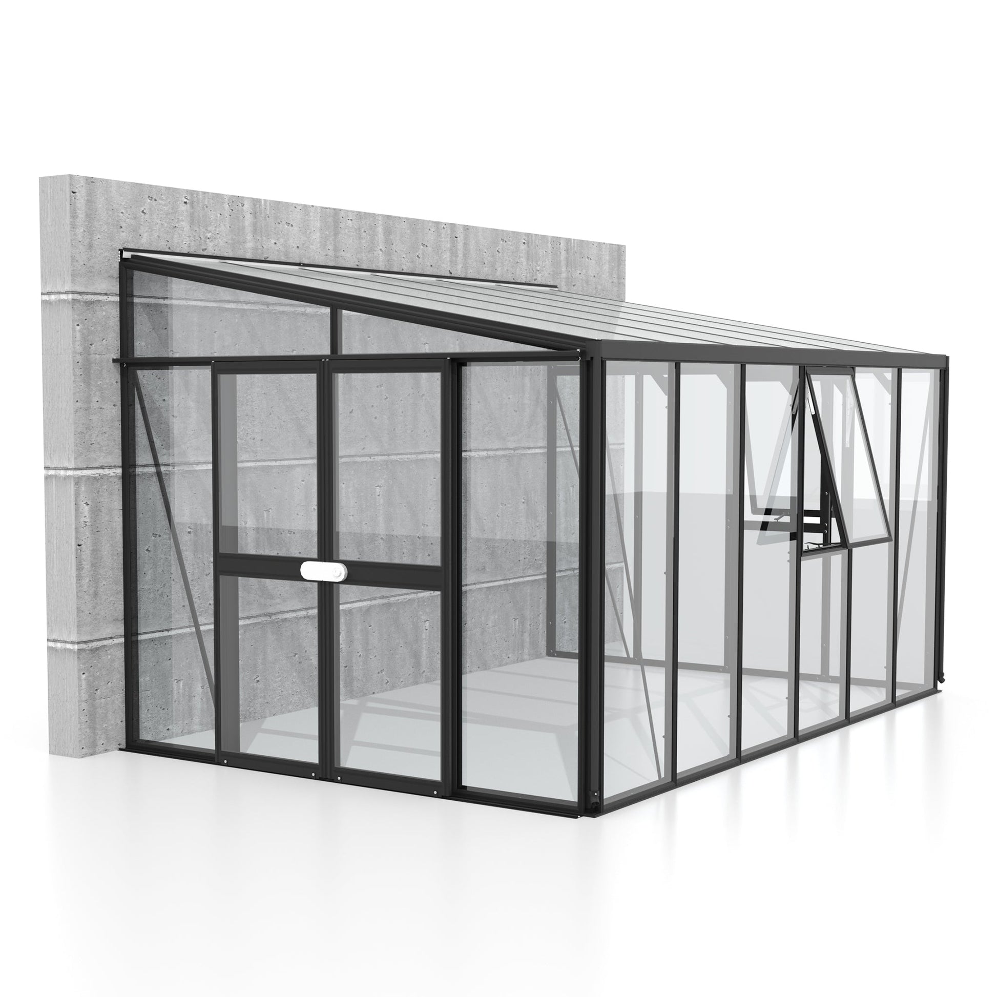 Glass Sided Greenhouse with 10mm PC Roof 266x397cm Aluminium Greenhouses Steelmates