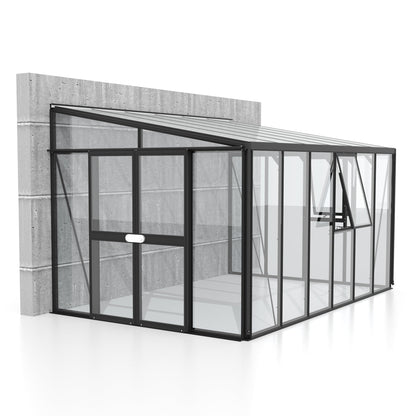 Glass Sided Greenhouse with 10mm PC Roof 266x397cm Aluminium Greenhouses Steelmates