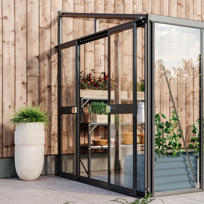 Glass Sided Greenhouse with 10mm PC Roof 266x397cm Aluminium Greenhouses Steelmates