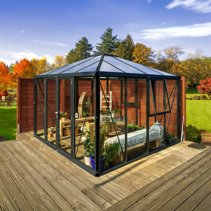 Glass Sided Greenhouse with 10mm PC Roof 322x317cm Aluminium Greenhouses Steelmates
