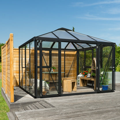 Glass Sided Greenhouse with 10mm PC Roof 322x317cm Aluminium Greenhouses Steelmates