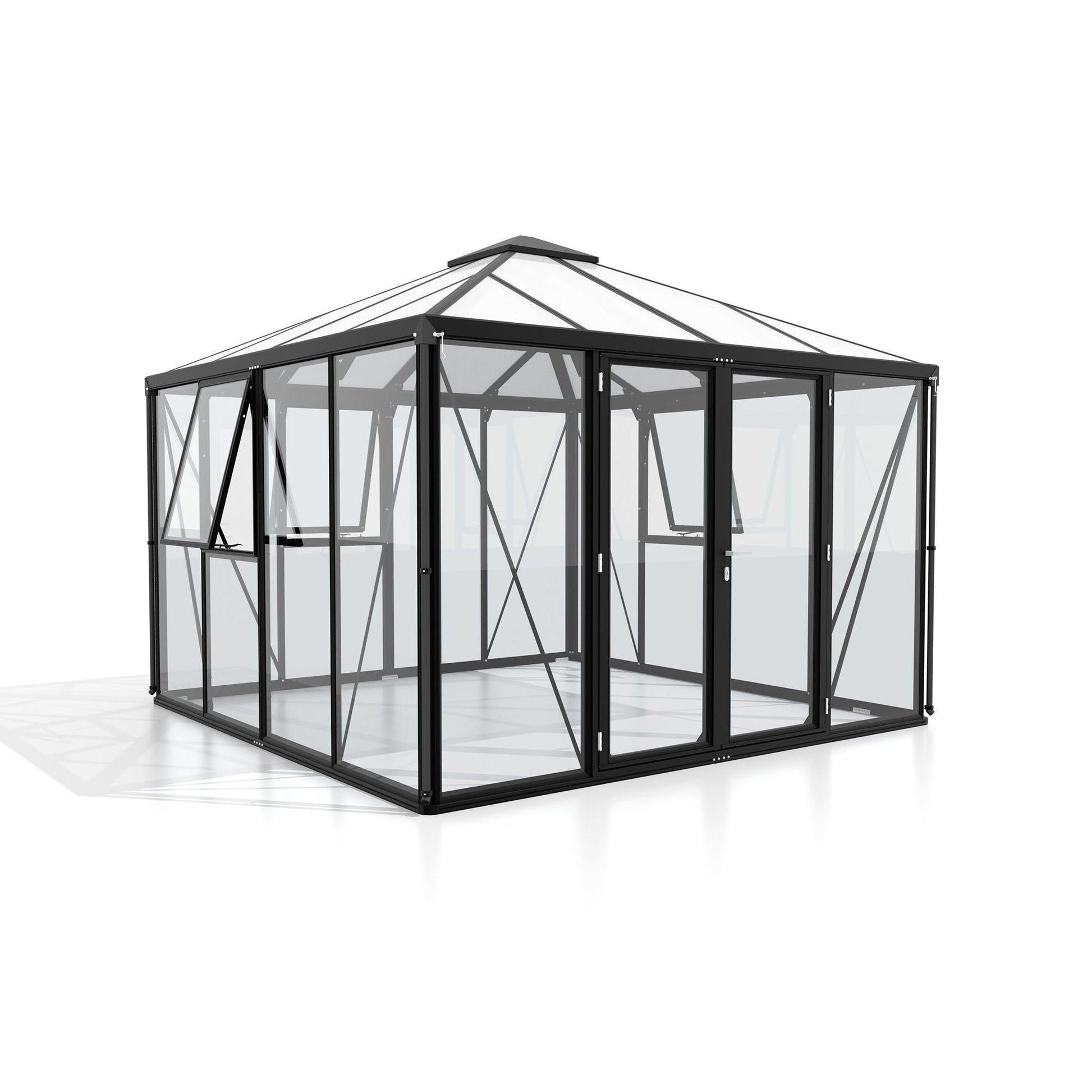 Glass Sided Greenhouse with 10mm PC Roof 322x317cm Aluminium Greenhouses Steelmates