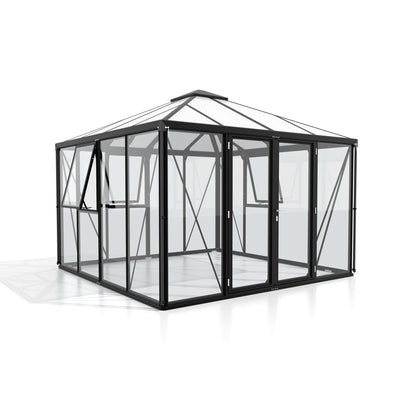 Glass Sided Greenhouse with 10mm PC Roof 322x317cm Aluminium Greenhouses Steelmates