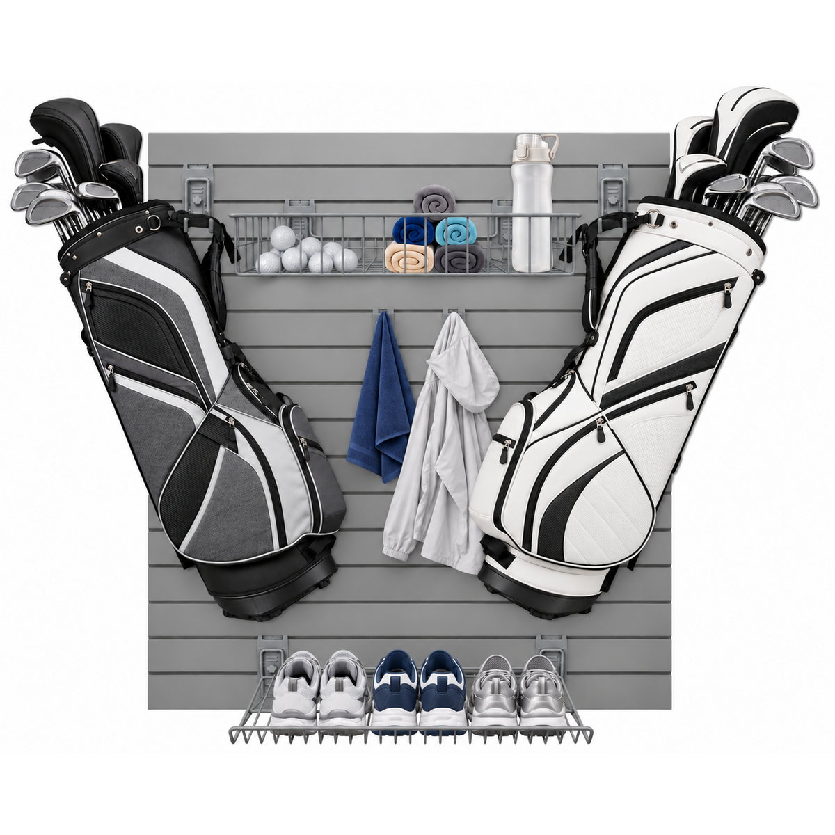 Golf Storage Kit – Slatwall Golf Equipment Organisation System  Steelmates