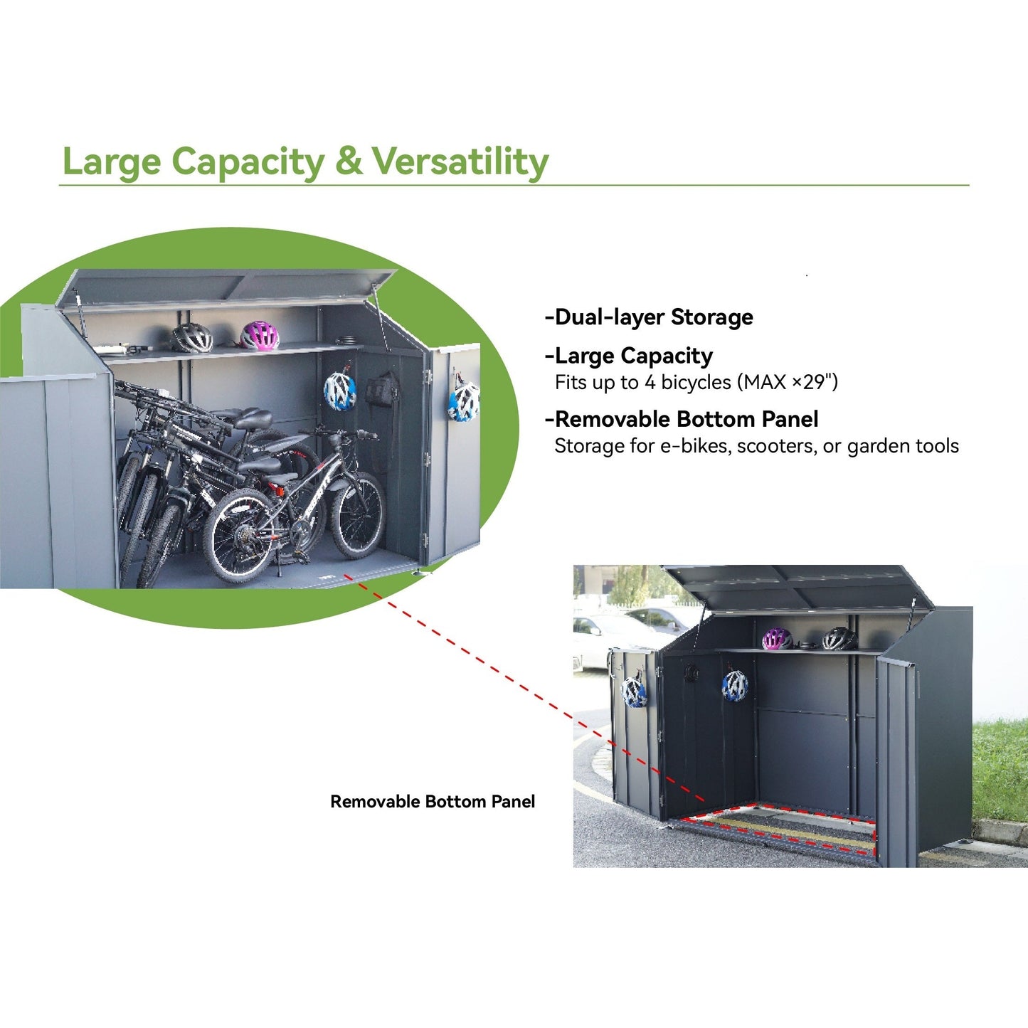 Outdoor Bike Storage Box, Secure Garden Tool Locker, External Equipment Cabinet  Steelmates