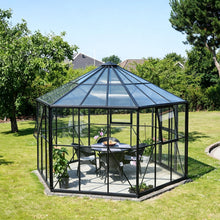 Hexagonal Glass Greenhouse with 6mm PC Roof Aluminium Greenhouses Steelmates