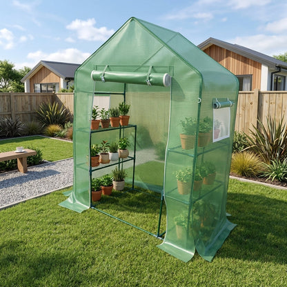 EcoPro 143 x73 x 195cm Walk-in Mini Greenhouse PE Cover Plant Garden Shed Mini Greenhouse steelmates