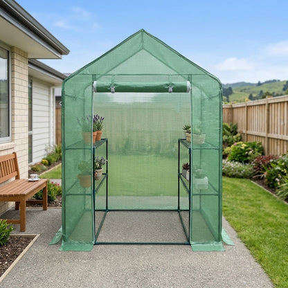 EcoPro 143 x73 x 195cm Walk-in Mini Greenhouse PE Cover Plant Garden Shed Mini Greenhouse steelmates