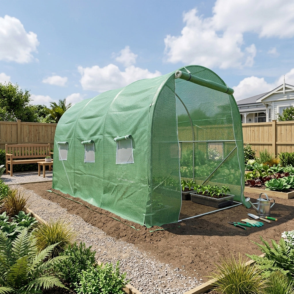 3m x 2m x 2m Tunnel Greenhouses Strong Galvanised Frame Tunnel Greenhouse Steelmates