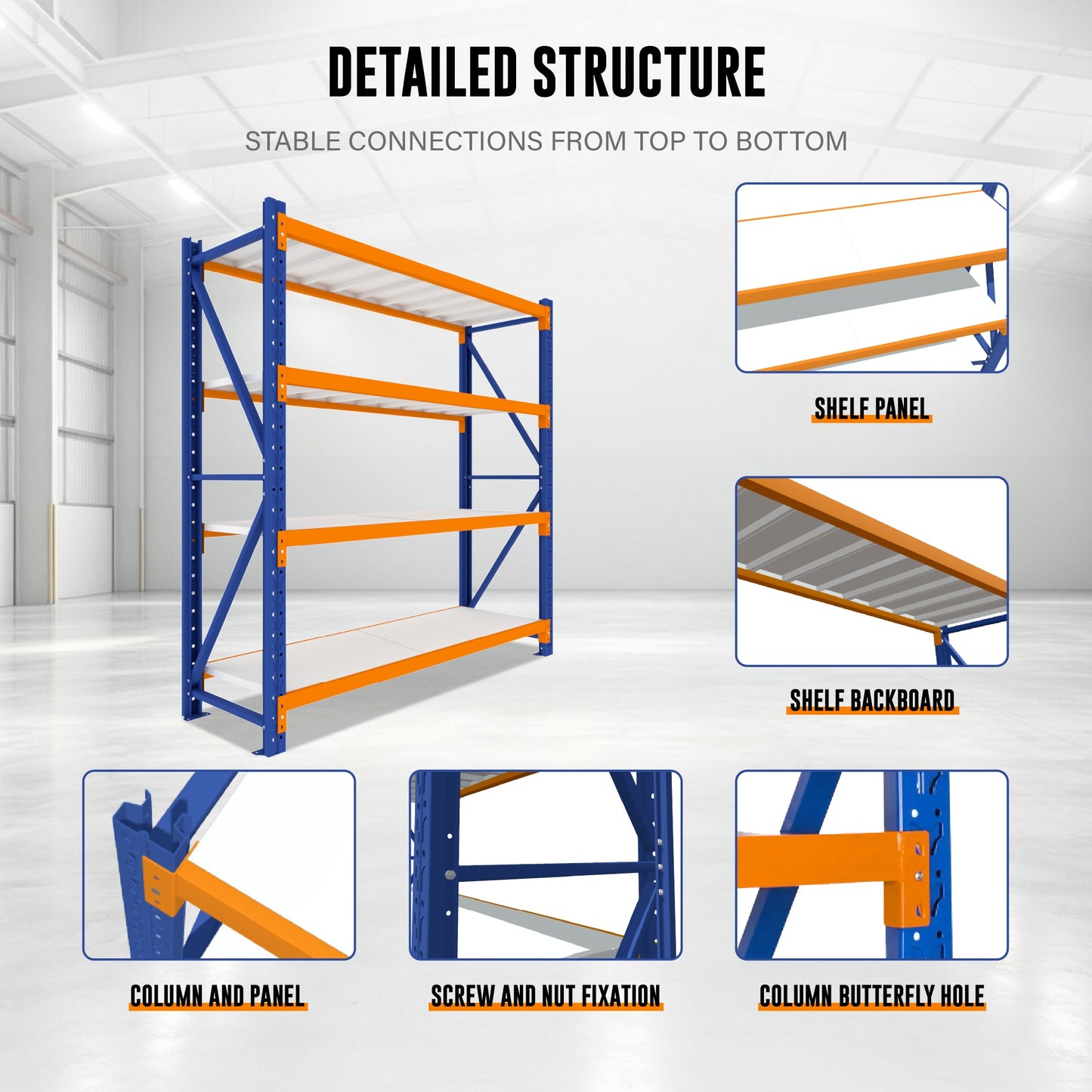 4 Tier Heavy Duty Warehouse Shelving 2000H x 2000L x 600D  Steelmates