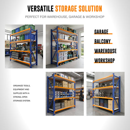 4 Tier Heavy Duty Warehouse Shelving 2000H x 2000L x 600D  Steelmates