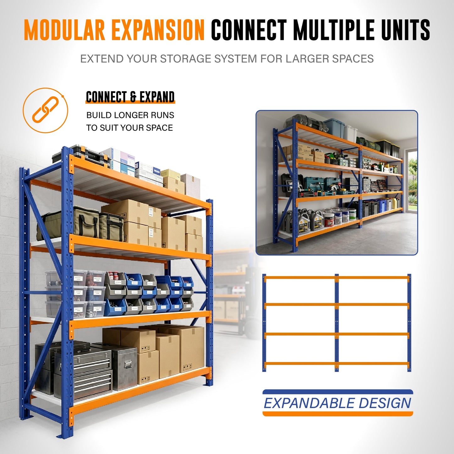 4 Tier Heavy Duty Warehouse Shelving 2000H x 2000L x 600D  Steelmates