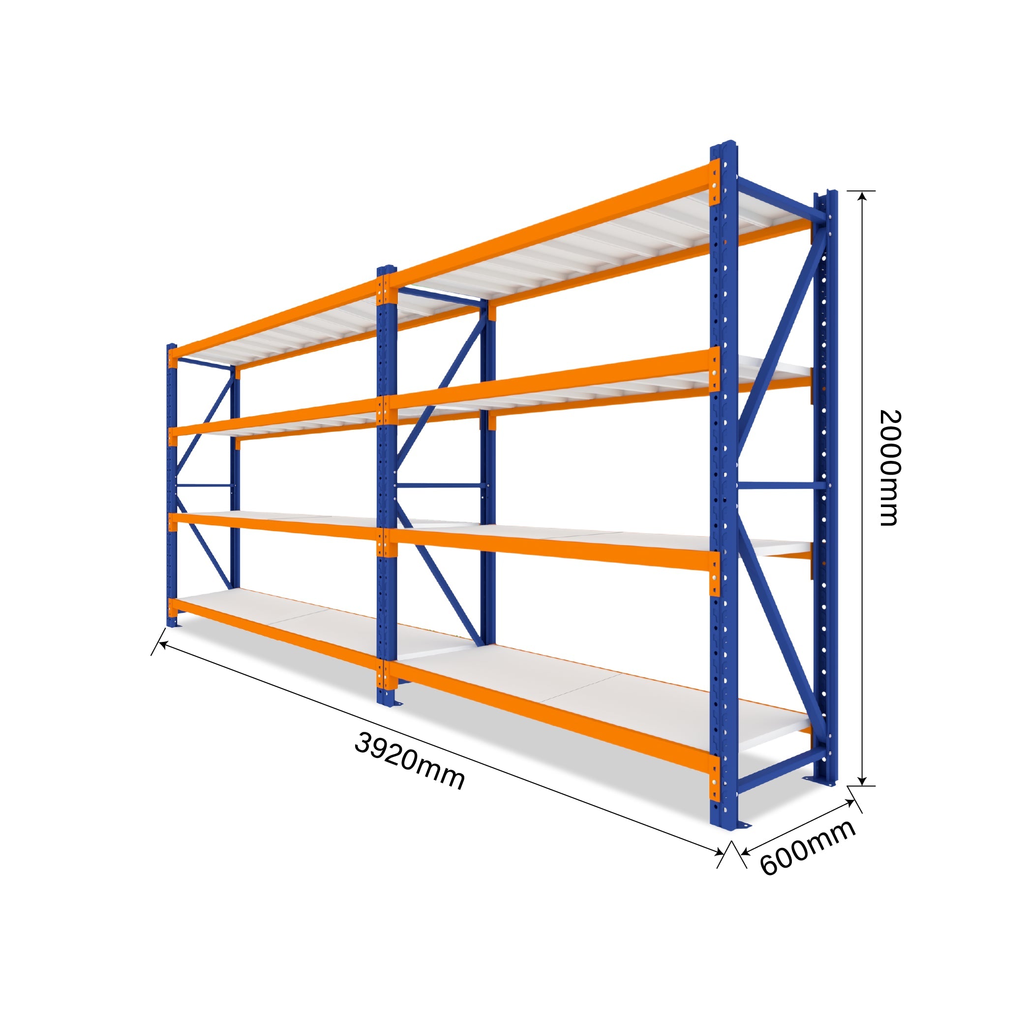 4 Tier Heavy Duty Garage Shelving 3920W x 2000H x 600D  Steelmates