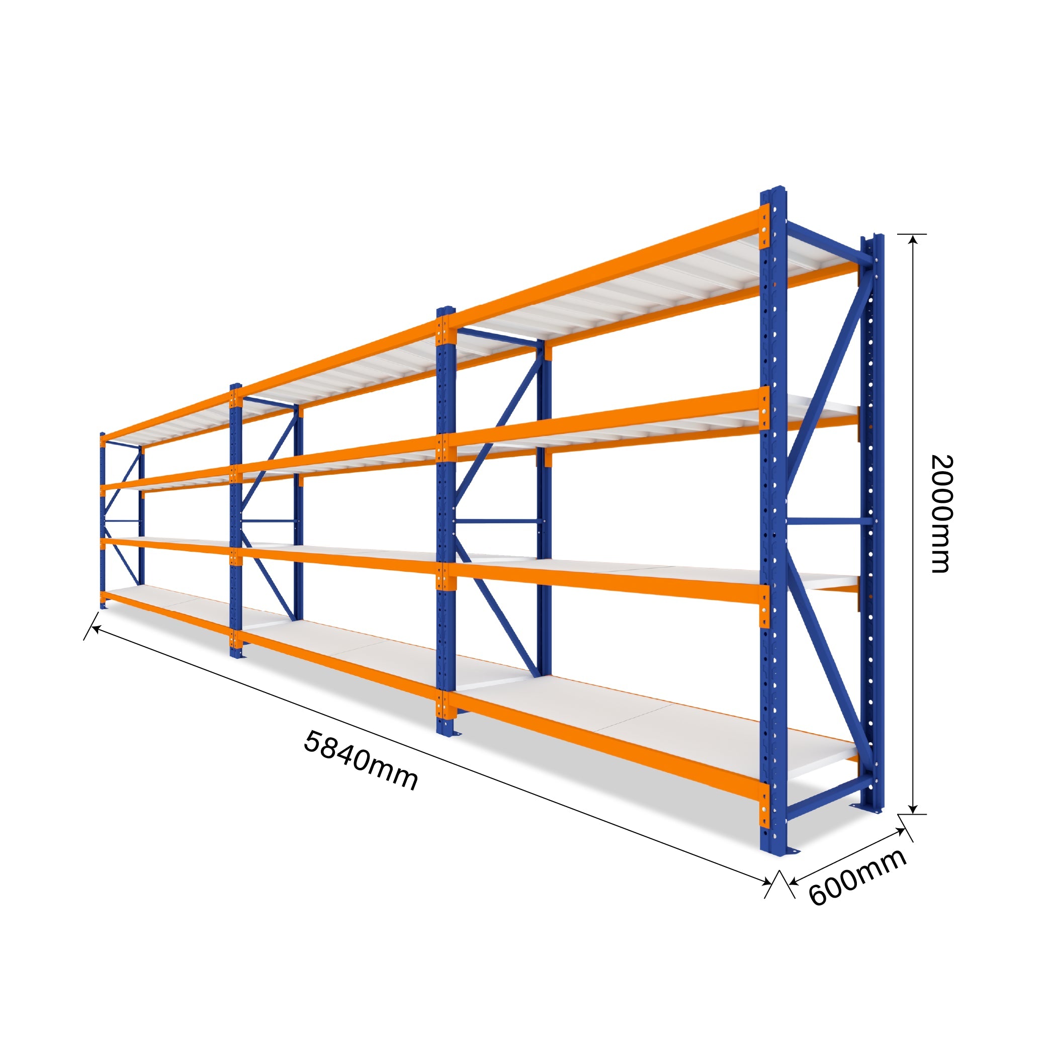 4 Tier Heavy Duty Garage Shelving 5840W x 2000H x 600D  Steelmates