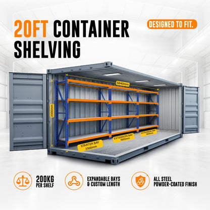 4 Tier Heavy Duty Garage Shelving 5840W x 2000H x 600D  Steelmates