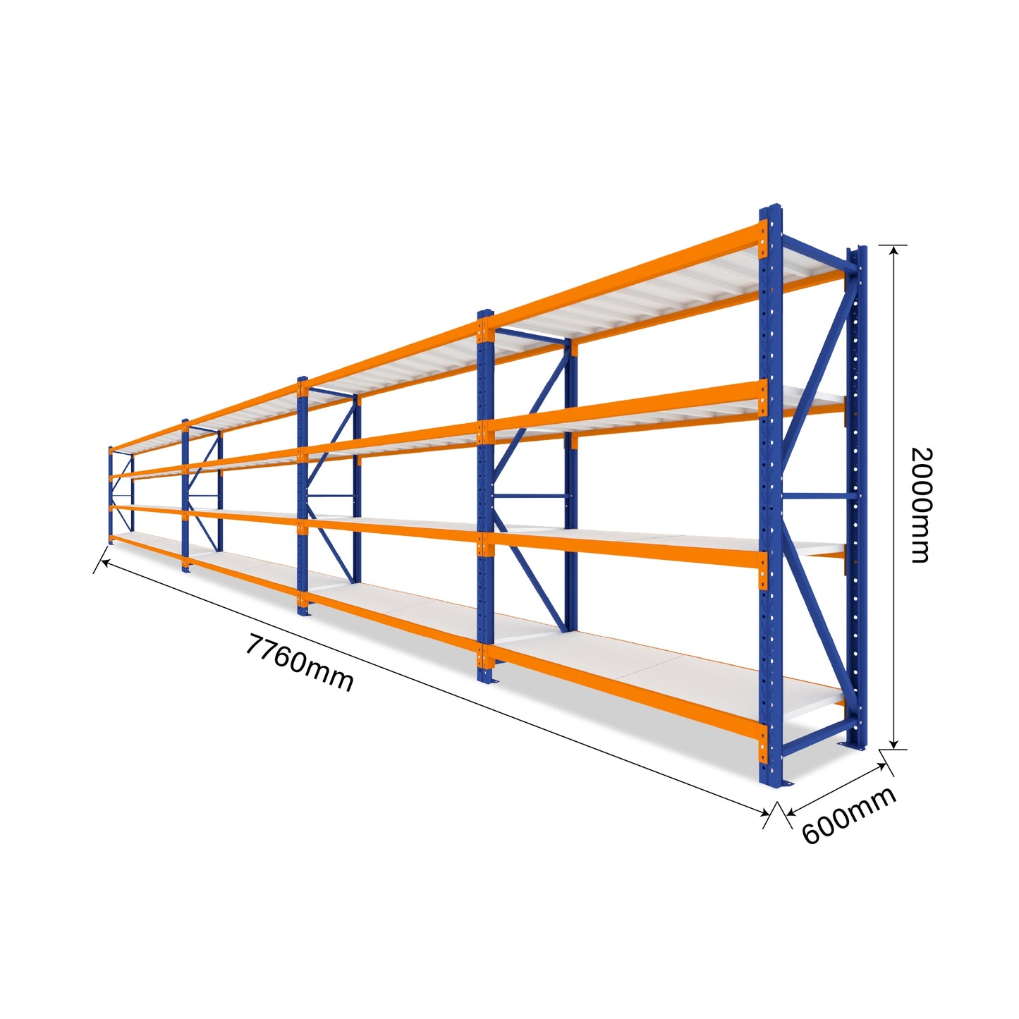 4 Tier Heavy Duty Garage Shelving 7760W x 2000H x 600D  Steelmates