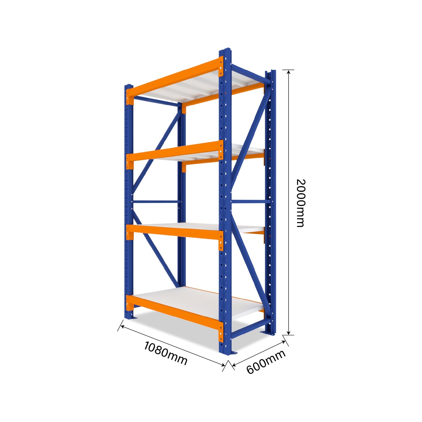 4 Tier Heavy Duty Garage Shelving 1080L x 2000H x 600D  Steelmates