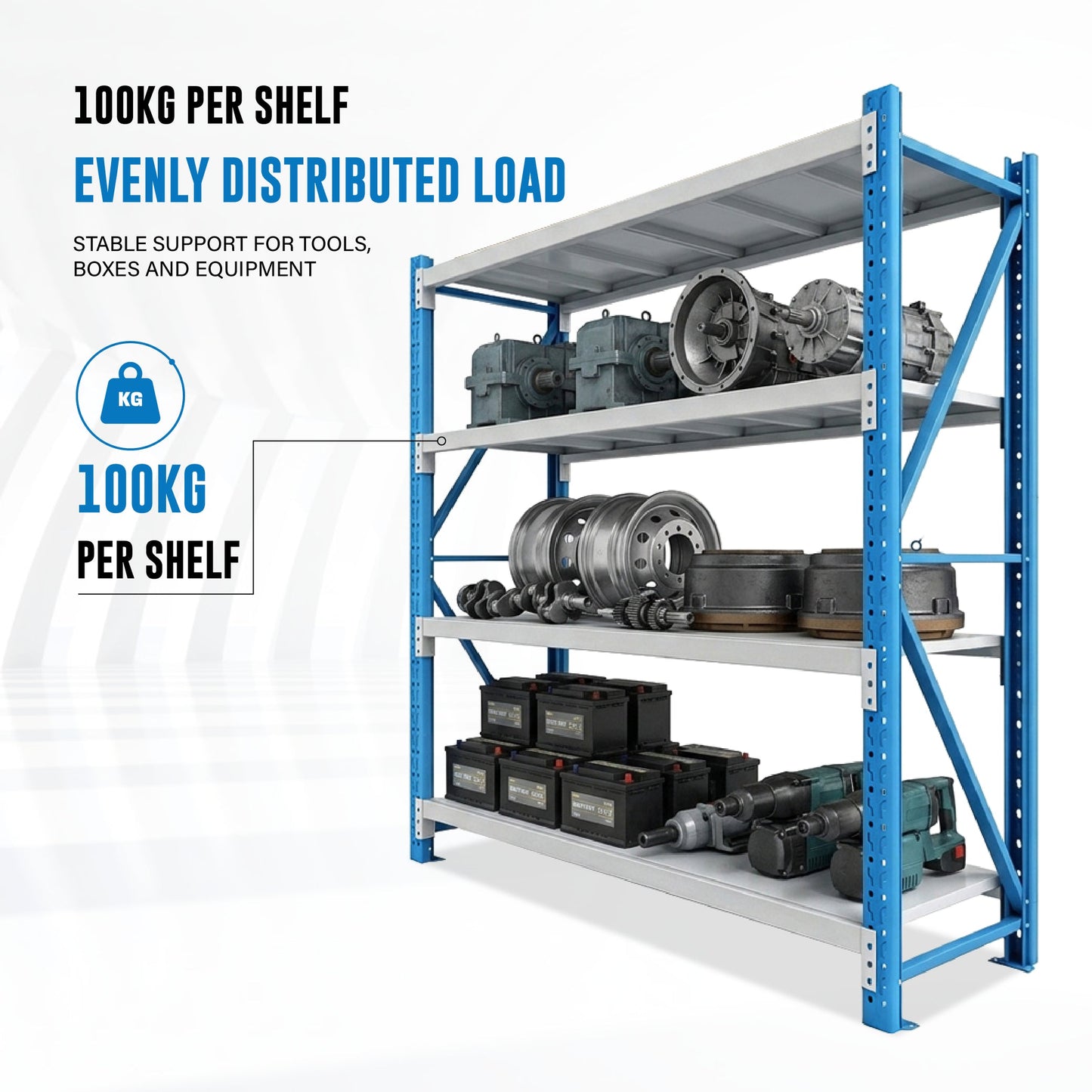 4 Tiers 5.795m x 2m x 0.5m Storage Shelving  Steelmates