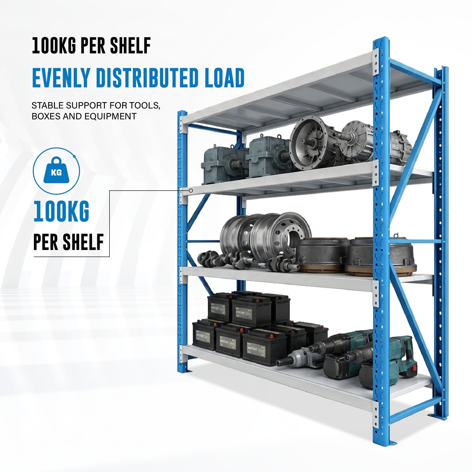 4 Tiers 5.795m x 2m x 0.5m Storage Shelving  Steelmates