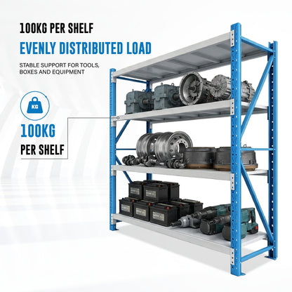 4 Tiers 5.795m x 2m x 0.5m Storage Shelving  Steelmates