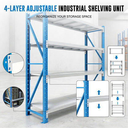 4 Tiers 5.795m x 2m x 0.5m Storage Shelving  Steelmates